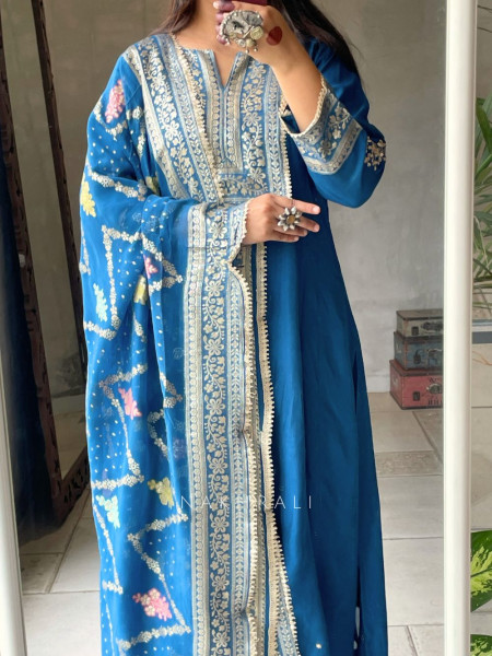 Noorani Blue Gota Work Suit Set