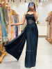 Cyrina Black Crop Top Skirt Set with Cut Dana Work