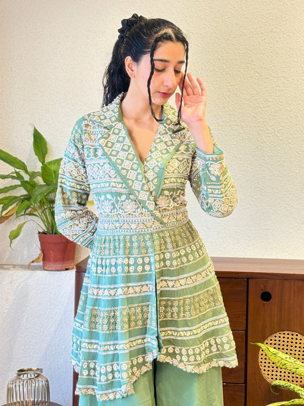 peplum indo western dress Fashion Traditional Peplum Cheap Peplum Dresses Chinnon Silk Embrooidered Peplum Indo Western Dress With Skirt In
