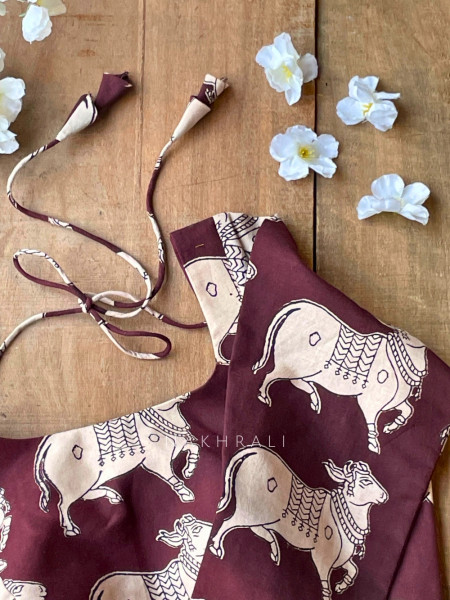 Nandi Brown Cotton Printed Blouse