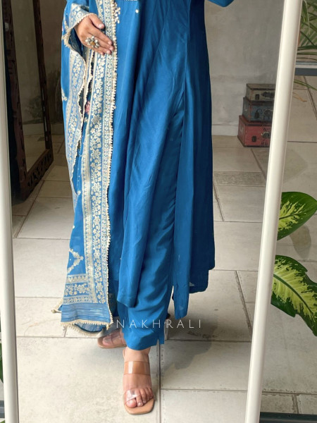 Noorani Blue Gota Work Suit Set