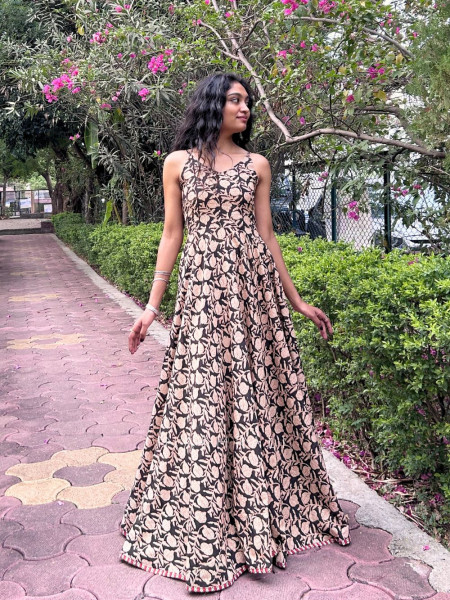 Black Spaghetti Cotton Maxi Dress