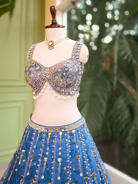 Azure  Beaded Sequin Lehenga