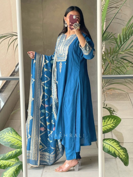 Noorani Blue Gota Work Suit Set