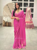 The Aurelia Crest Fuchsia Dola Silk Saree with Sequin and Cut Dana Embedded Readymade Blouse