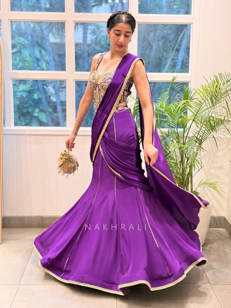 Amethyst Purple Pre-Draped Saree