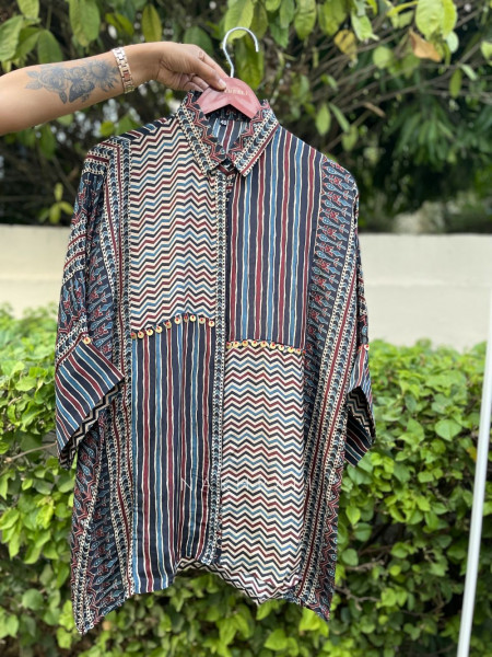 Tattva Black Art Modal Printed Shirt