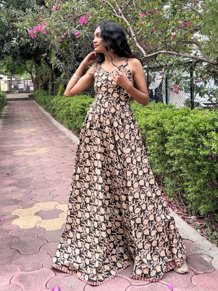 Black Spaghetti Cotton Maxi Dress