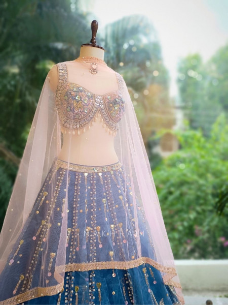 Azure  Beaded Sequin Lehenga