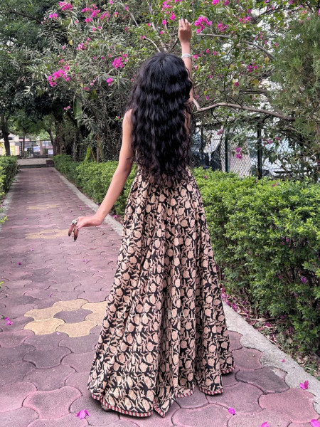 Black Spaghetti Cotton Maxi Dress