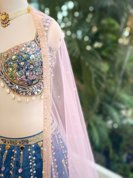 Azure  Beaded Sequin Lehenga