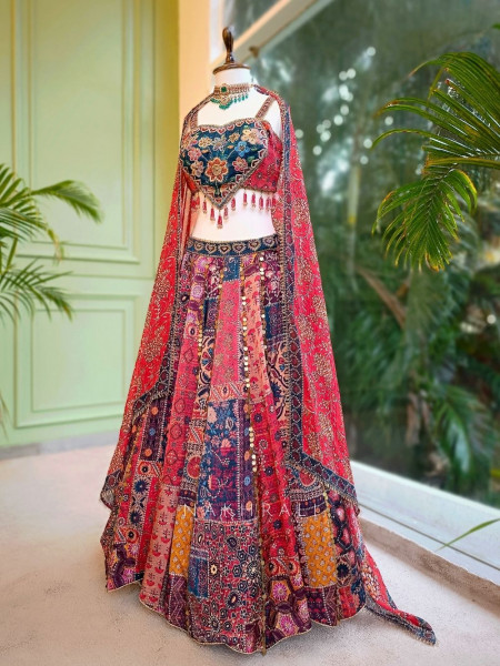Aarvika Multicolor Printed Lehenga Set with Bead & Sequin Work