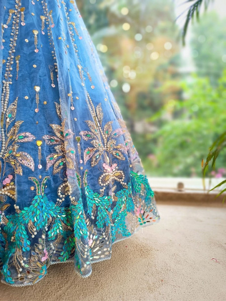 Azure  Beaded Sequin Lehenga