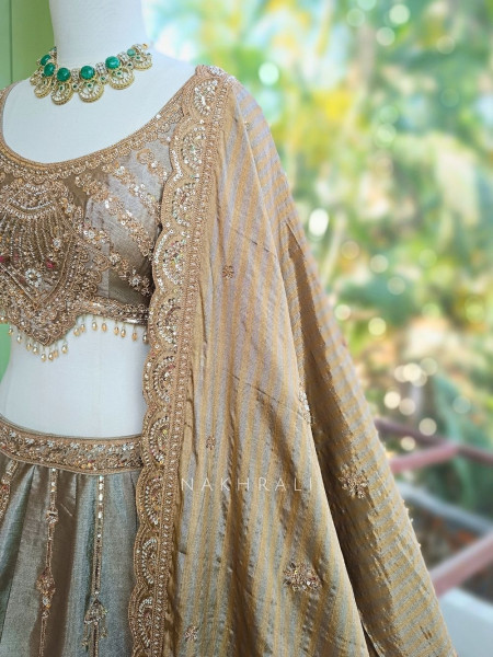 Glistening Brown Sequin Embroidered Lehenga Set