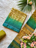 Aarunya Mehendi Green Dress Material with Kantha and Floral Print
