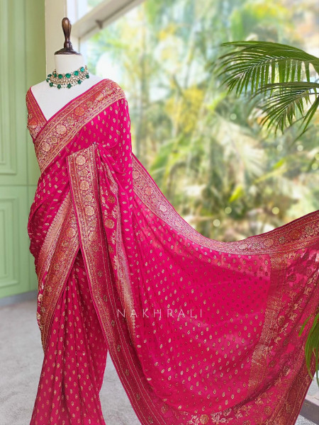 Kanakam Magenta Brocade Saree with Woven Border