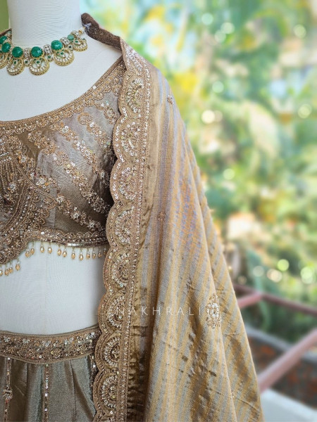 Glistening Brown Sequin Embroidered Lehenga Set