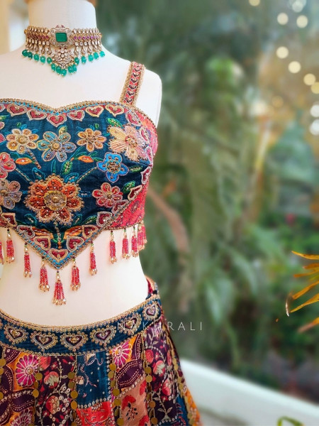Aarvika Multicolor Printed Lehenga Set with Bead & Sequin Work