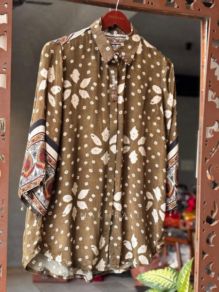 Gatha Mehendi Green Printed Shirt in Soft Fabric