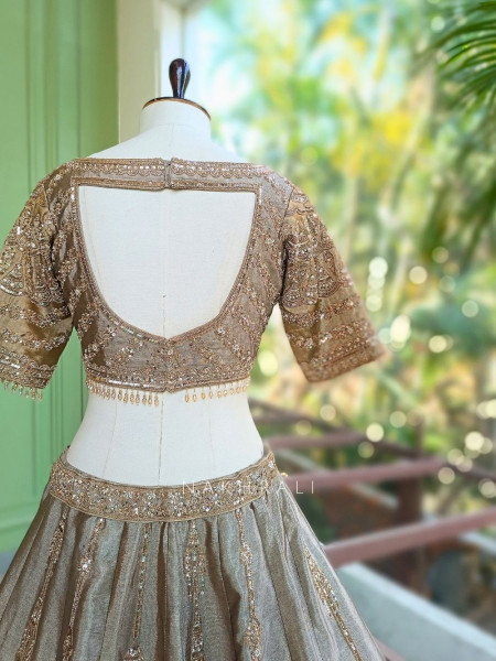 Glistening Brown Sequin Embroidered Lehenga Set