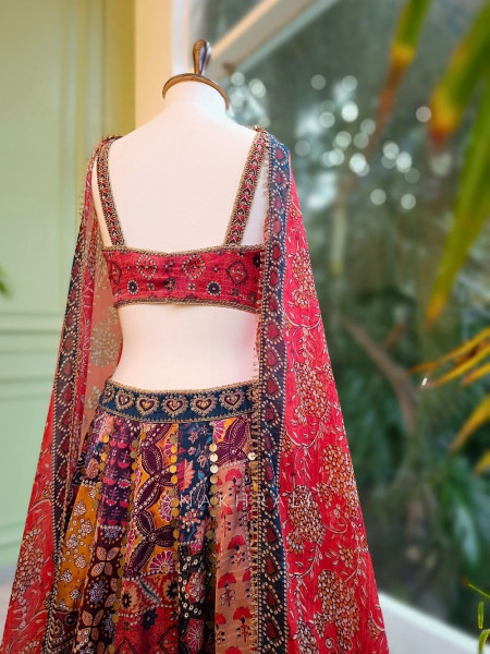 Aarvika Multicolor Printed Lehenga Set with Bead & Sequin Work