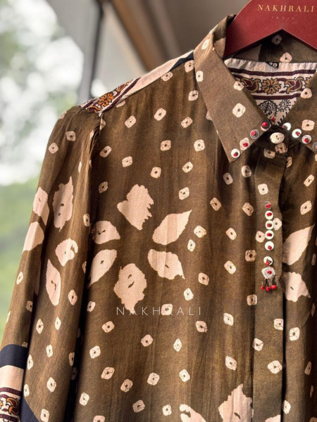 Gatha Mehendi Green Printed Shirt in Soft Fabric