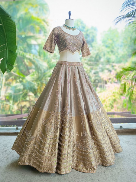 Glistening Brown Sequin Embroidered Lehenga Set