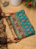 Ishq Pech Teal Blue Cotton Silk Printed Saree