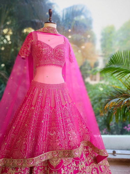Rudrabha Magenta Bridal Lehenga with Zari & Sequin Work