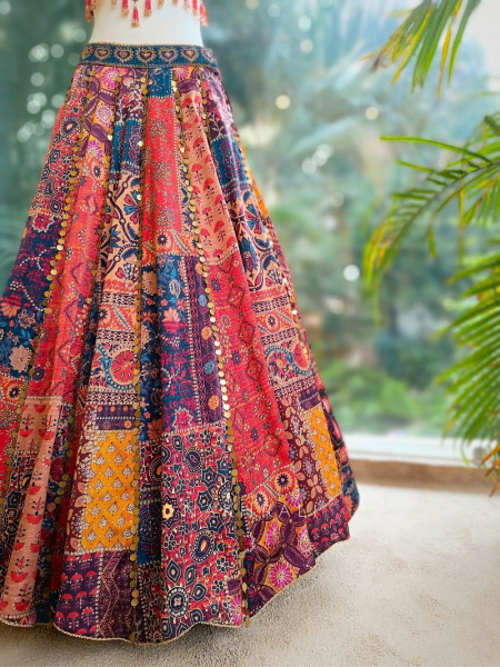 Aarvika Multicolor Printed Lehenga Set with Bead & Sequin Work