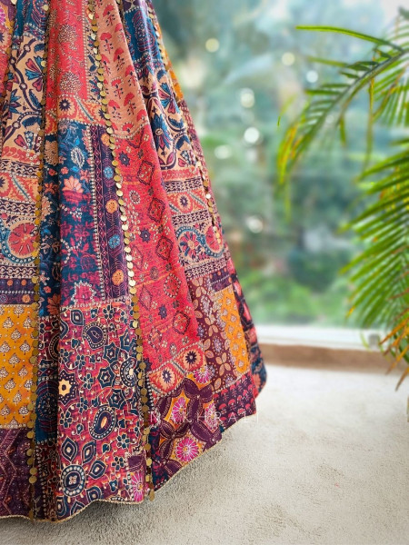 Aarvika Multicolor Printed Lehenga Set with Bead & Sequin Work