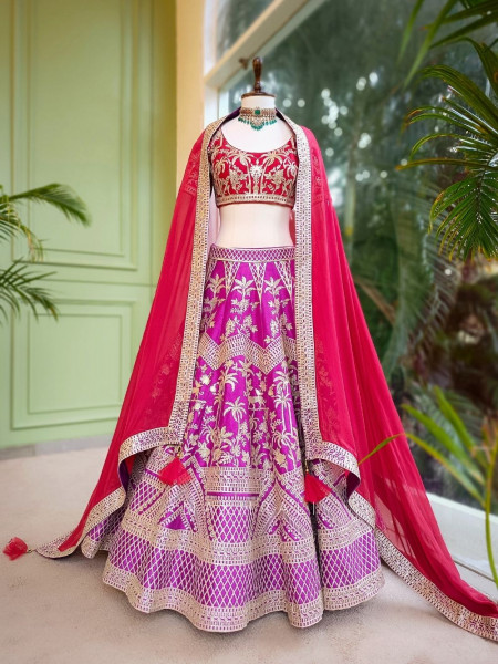 Prisha Purple Silk Lehenga with Gota Patti Embroidery