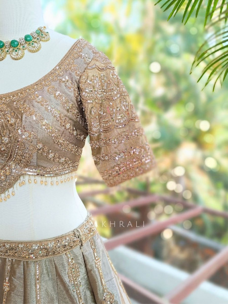 Glistening Brown Sequin Embroidered Lehenga Set