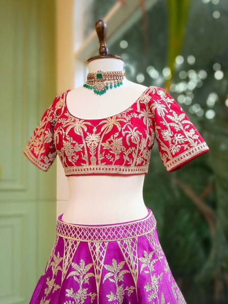 Prisha Purple Silk Lehenga with Gota Patti Embroidery