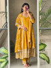 Golden Glow Mustard Anarkali Suit with Zari &amp; Sequin Work
