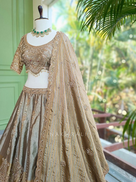 Glistening Brown Sequin Embroidered Lehenga Set