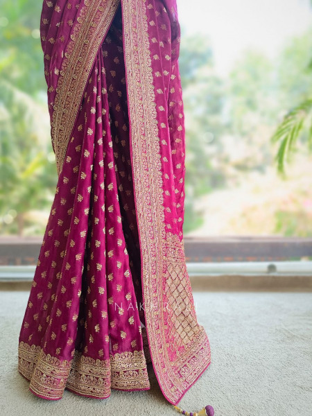 Ratnavali Wine Georgette Silk Saree with Woven Border