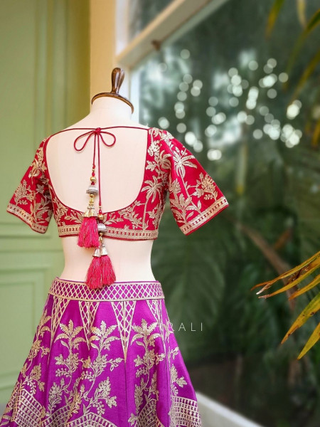 Prisha Purple Silk Lehenga with Gota Patti Embroidery