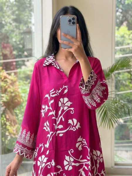 Chitraa Magenta Modal Satin Kaftan Pant Set