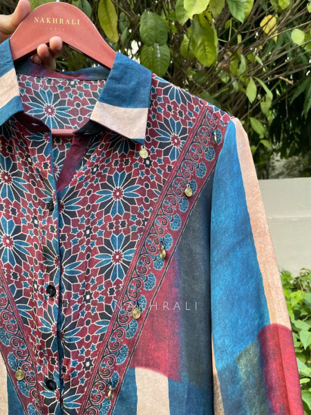 Summer Blue Printed Shirt in Soft Fabric