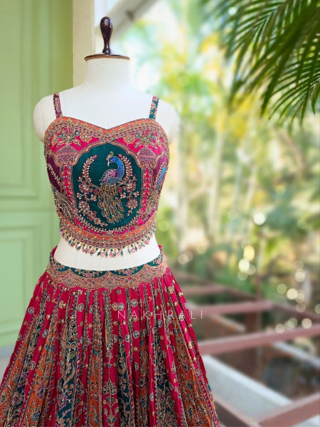 Madhuram Multicolor Printed Indo Western Lehenga with Sequin Embroidery