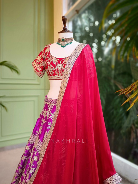 Prisha Purple Silk Lehenga with Gota Patti Embroidery
