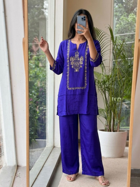 Kanak-Tarang Purple Satin Co-ord Set