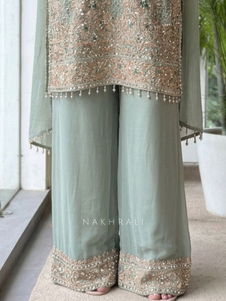Mrinalika Blue Georgette Suit Set