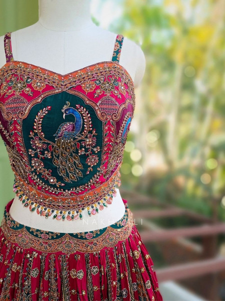 Madhuram Multicolor Printed Indo Western Lehenga with Sequin Embroidery