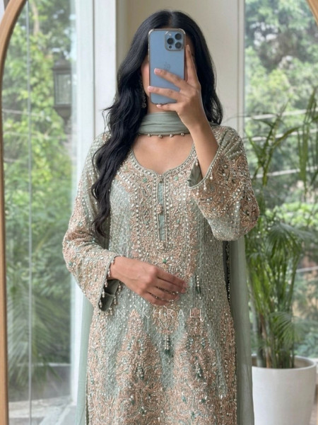 Mrinalika Blue Georgette Suit Set