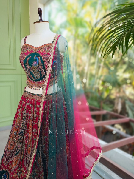 Madhuram Multicolor Printed Indo Western Lehenga with Sequin Embroidery