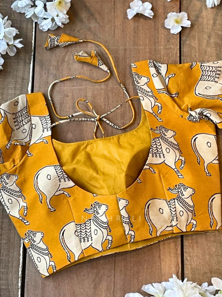 Nandi Yellow Cotton Printed Blouse