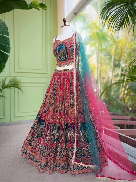 Madhuram Multicolor Printed Indo Western Lehenga with Sequin Embroidery