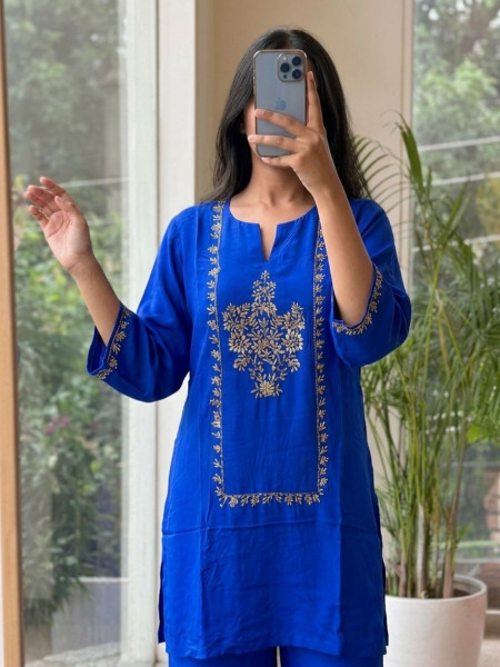 Kanak-Tarang Blue Satin Co-ord Set